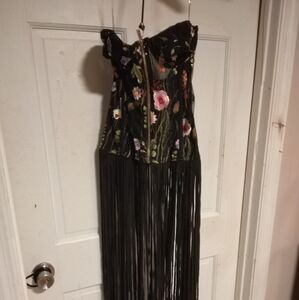 Black and Pink Strapless Bodycon Dress for Night Out